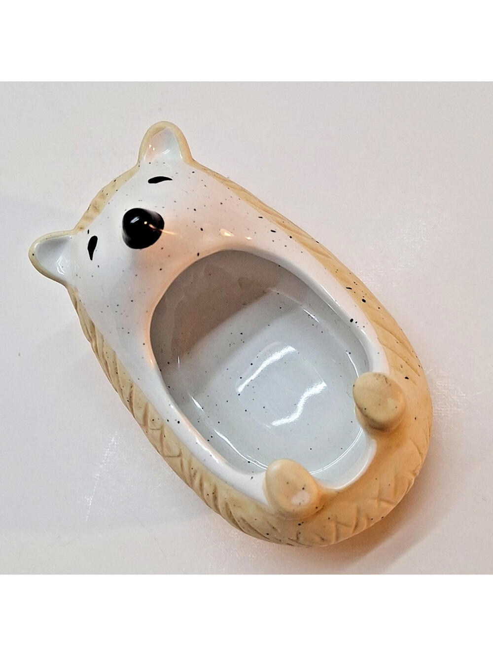 Anthropologie Hedgehog Speckled Trinket Tray Dish Stoneware Match Striker 4"
